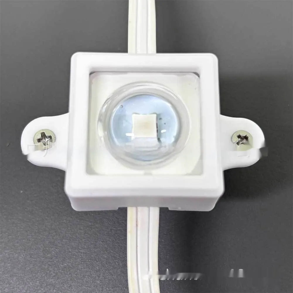 White plastic protective cover for an LED light bracket, shown with dimensions.