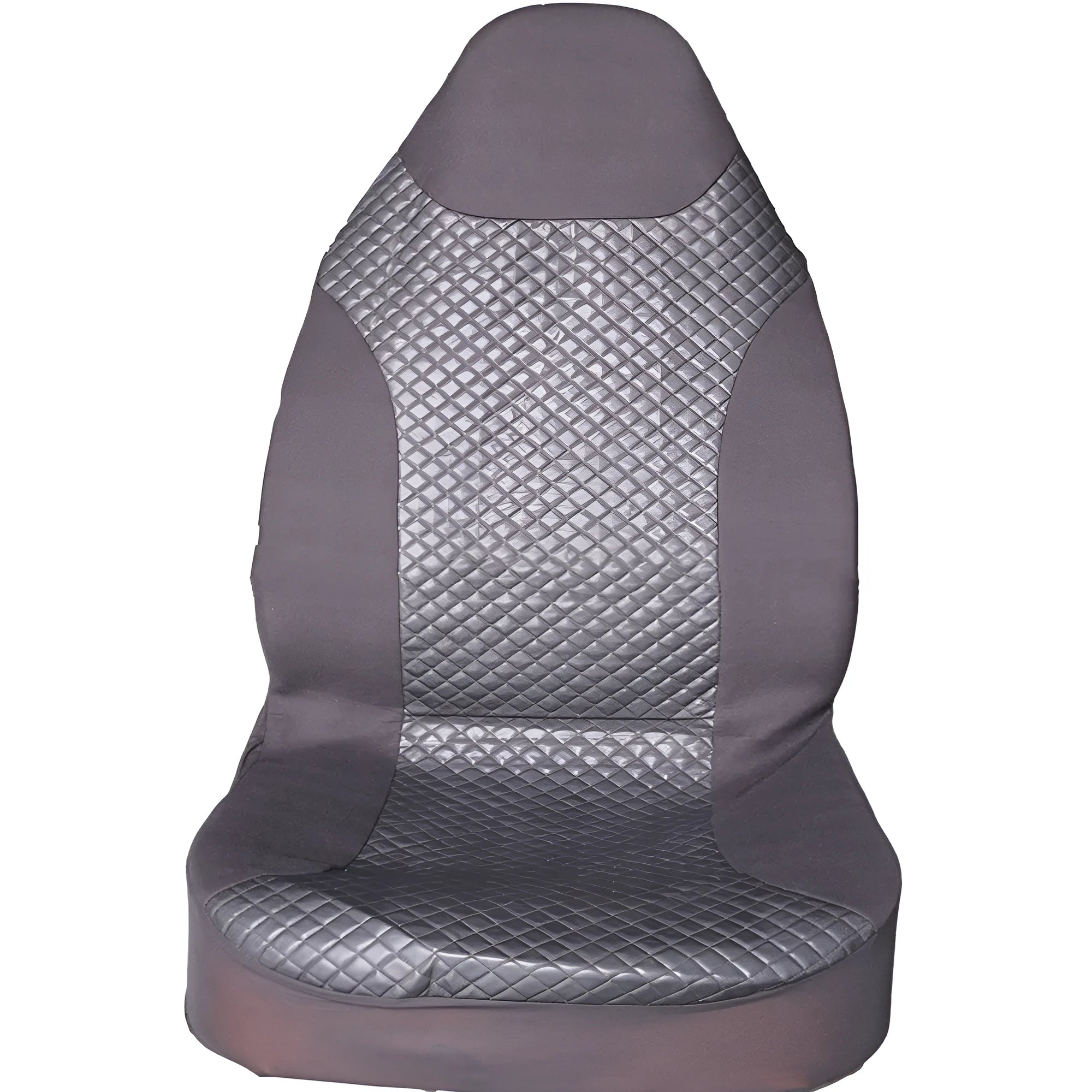 Black quilted automotive seat cover with PU and polyester fabric, plastic hooks