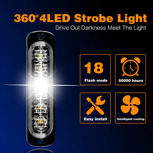 12-24V 4LED strobe side light with insulation film and screws, multiple colour options