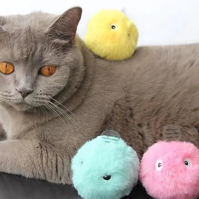 55mm diameter interactive cat toy ball with animal sounds and removable lid for catnip addition