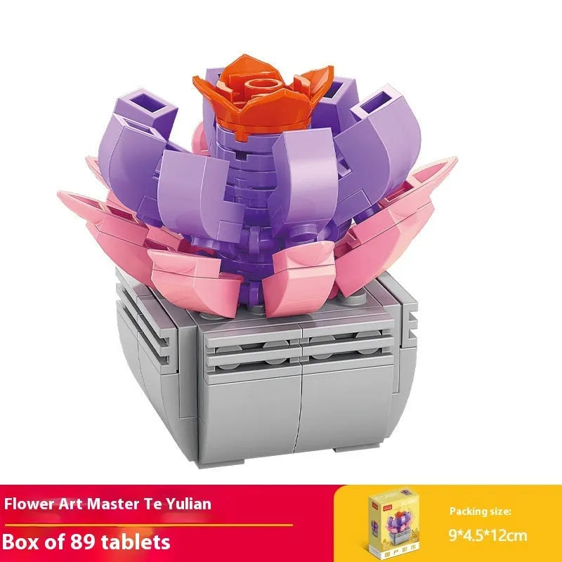Plastic building blocks flower pot model assembly toy for teenagers