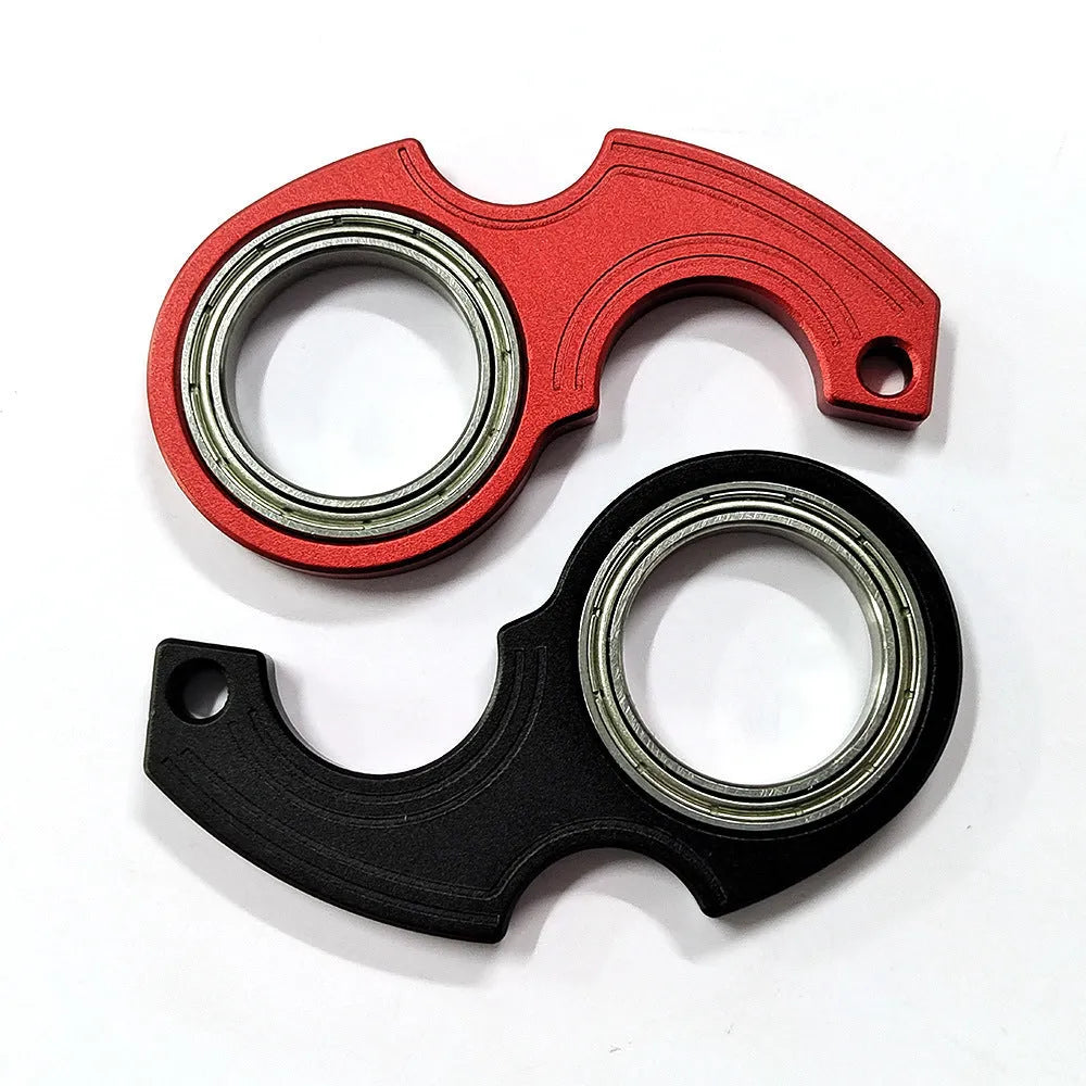 Metal rotating keychain with karambit style texture in five colours black red green silver yellow