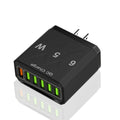 6-port USB charger in white or black with UK, EU or US plug standard, PC ABS body