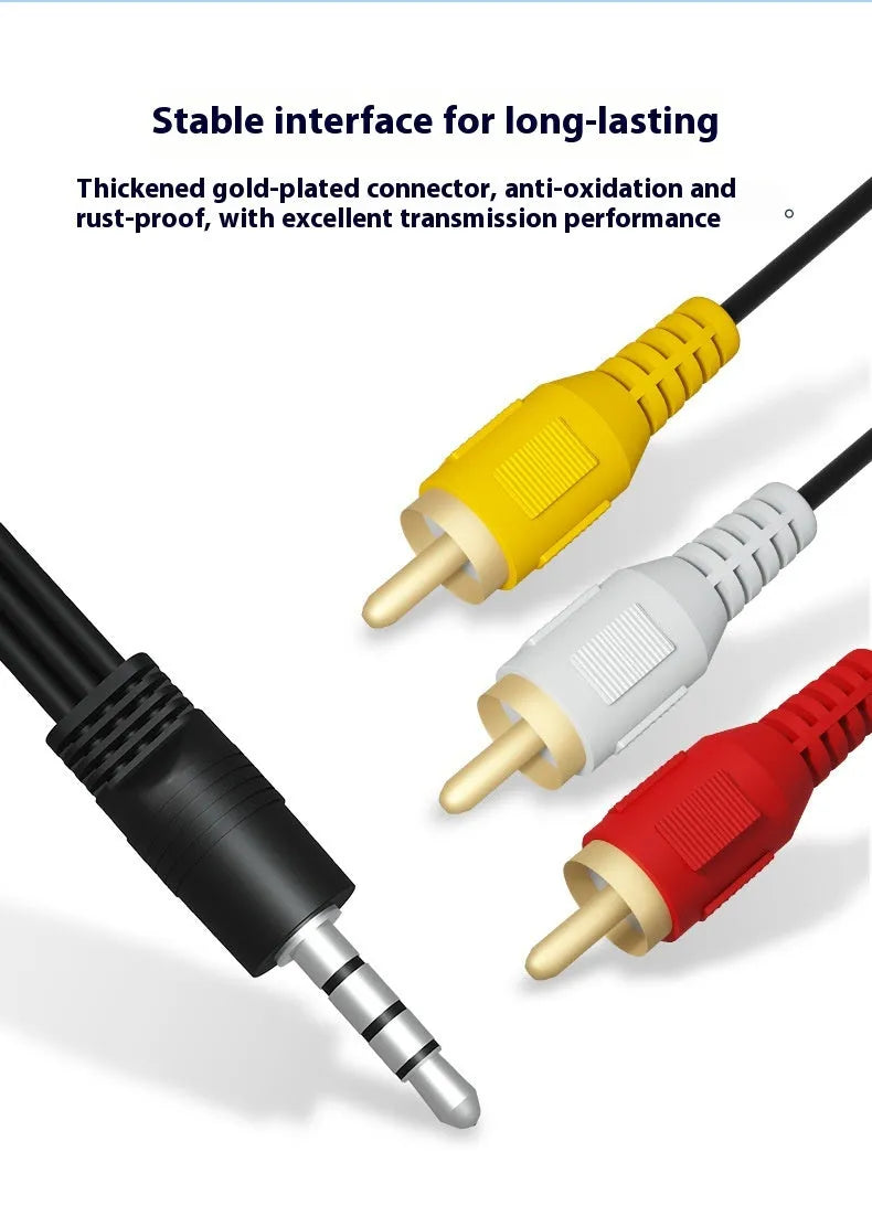 Lotus head audio video cable for TV set-top box to speaker connection, multiple lengths available