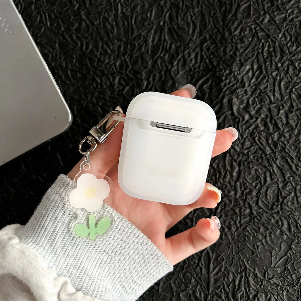 Transparent green tulip embossed TPU earphone cover for Apple AirPods case