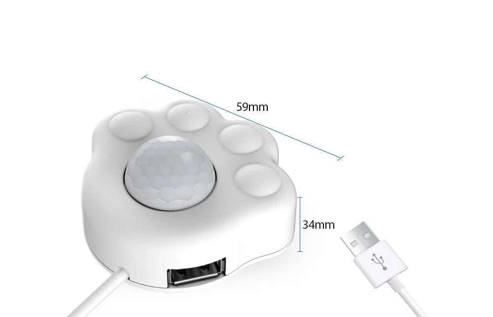 White infrared sensor control head for pet water dispenser with USB power cable
