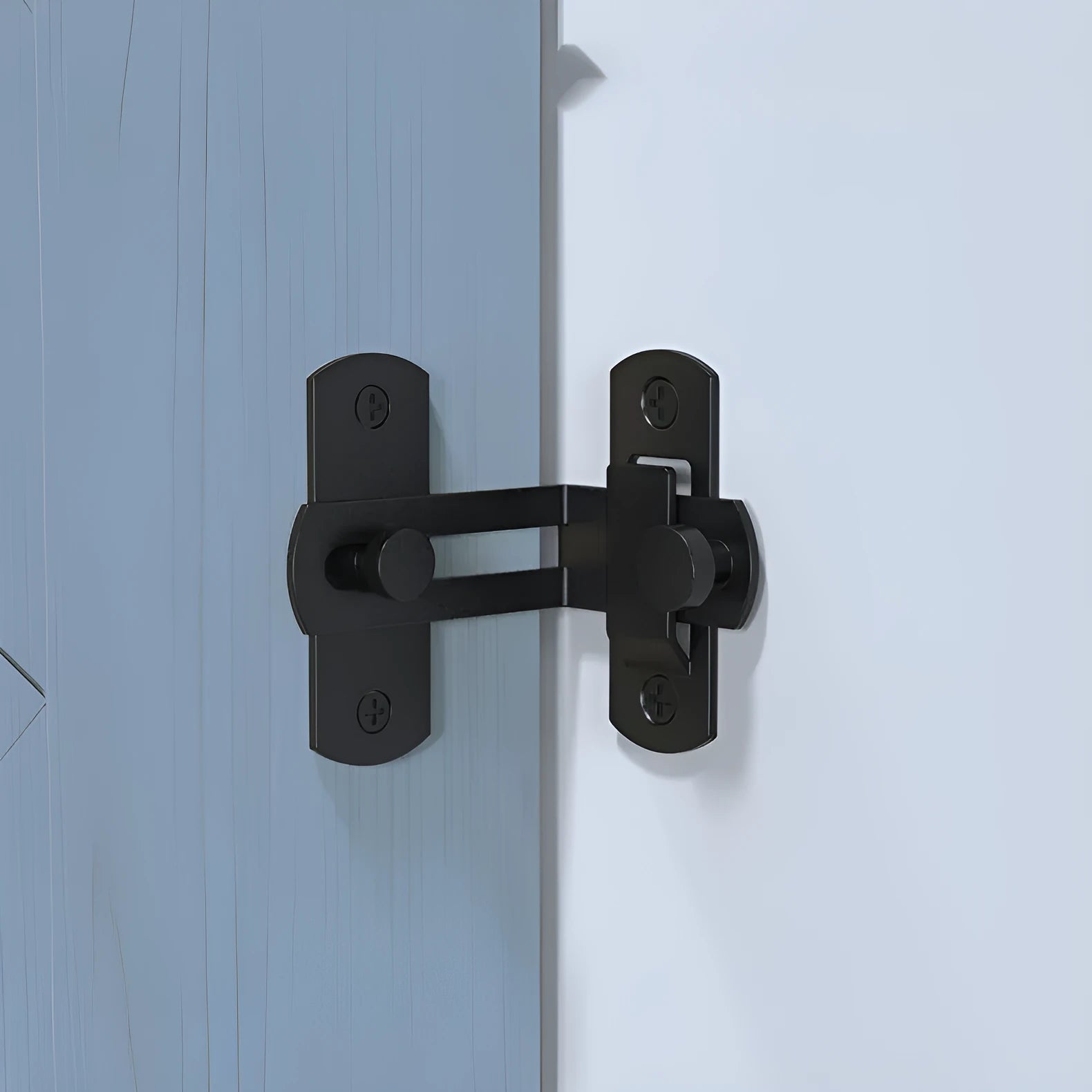 Warehouse hook lock for sliding barn doors in black carbon steel or stainless steel