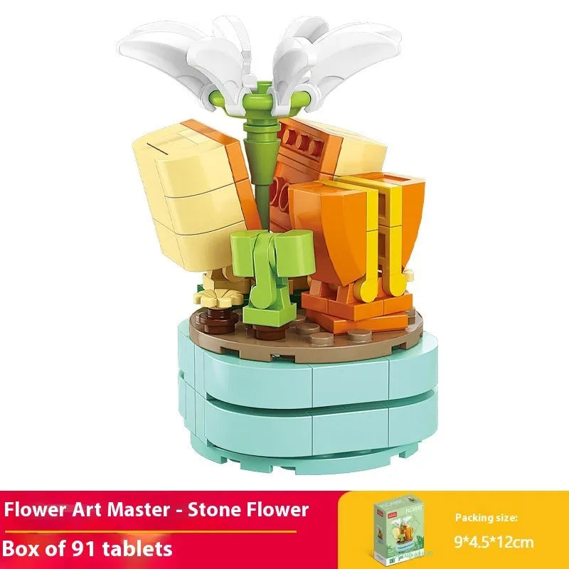 Plastic building blocks flower pot model assembly toy for teenagers