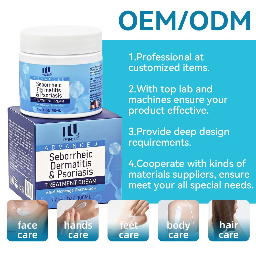 100ml seborrheic dermatitis cream for flaky dry scalp, itchy skin, and eczema on face, body, and scalp