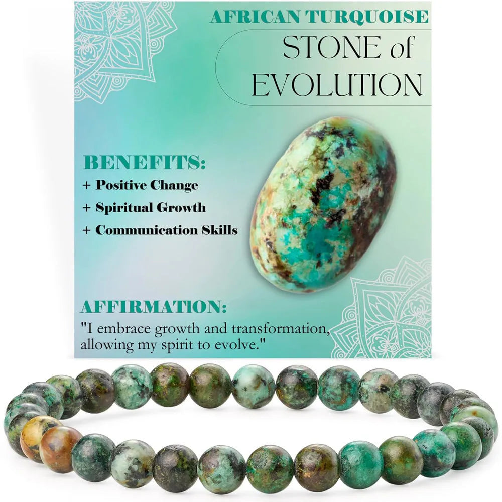Handmade geometric agate stone bracelet with 6mm beads in African pine colour on a white background.