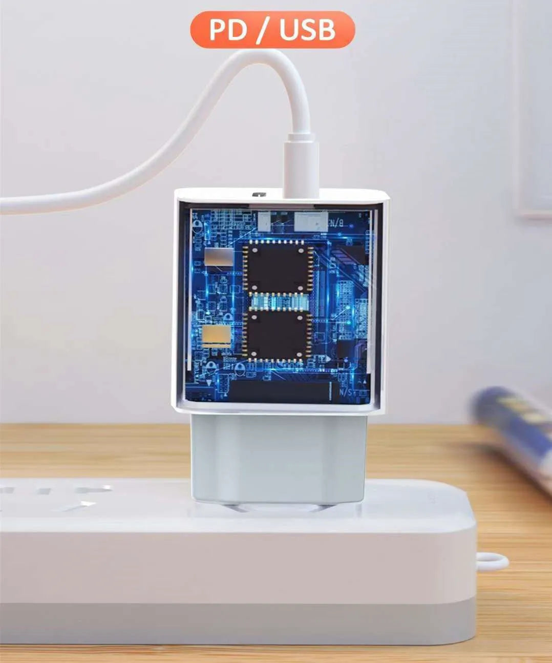 Bare metal travel charger for Android phones with multiple international plug adaptors