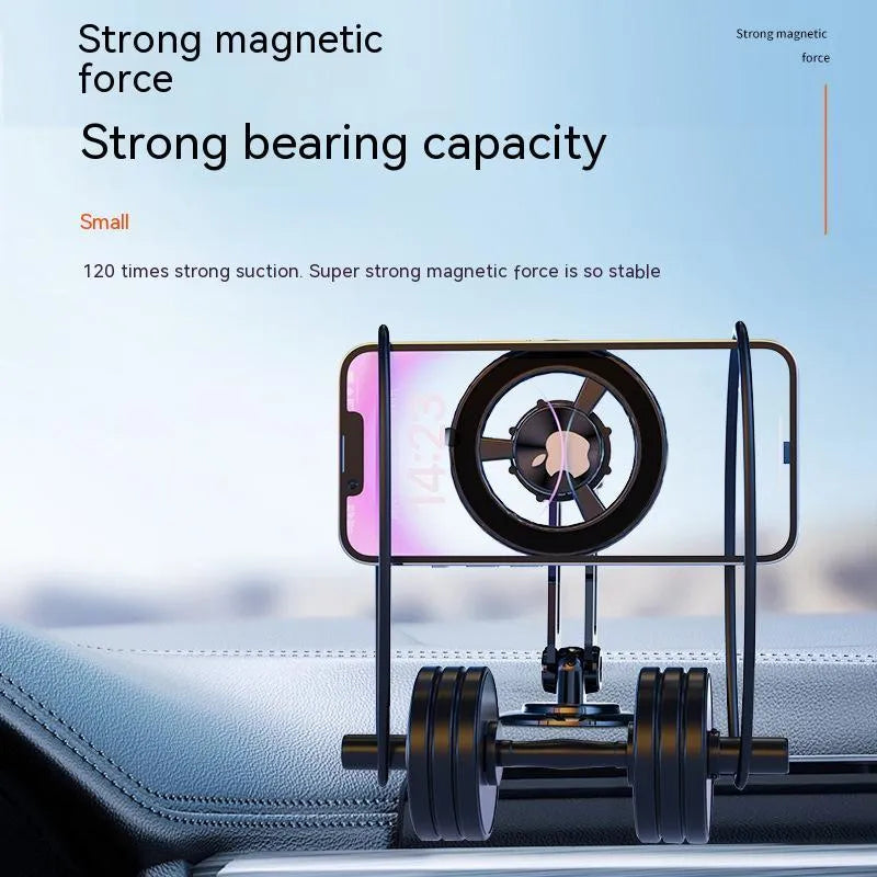 All-metal magnetic car phone holder showing 360-degree rotation mechanism and colour options