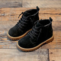 Black children's single boots with sheepskin upper and beef tendon sole, sizes 21-37, autumn footwear