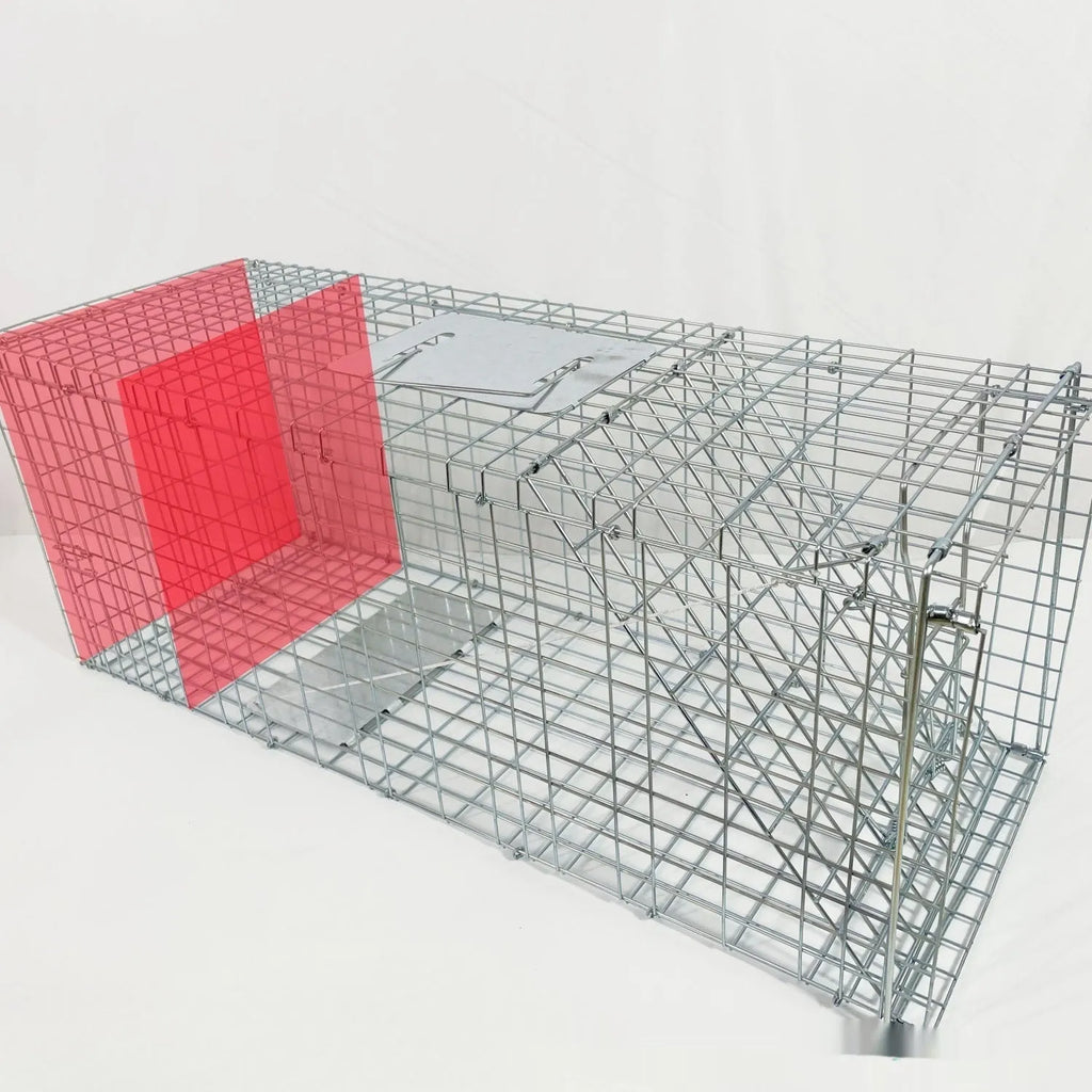 Fully automatic foldable galvanized steel cat trap cage with pedal mechanism, black finish, 60x20x18cm size