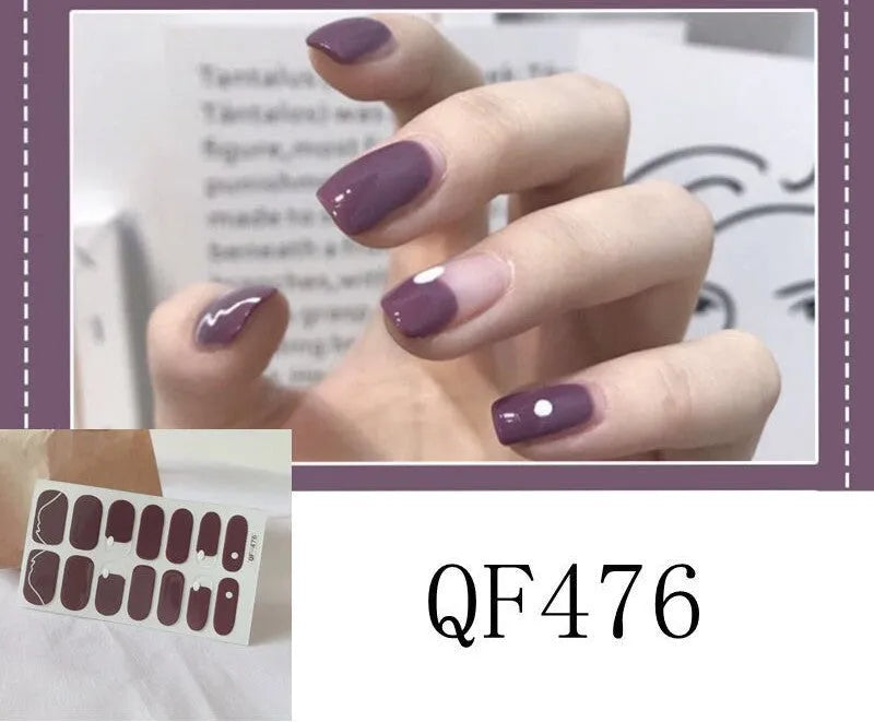 3D diamond waterproof nail stickers for pregnant women, 14 full coverage stickers per pack, multiple colour styles