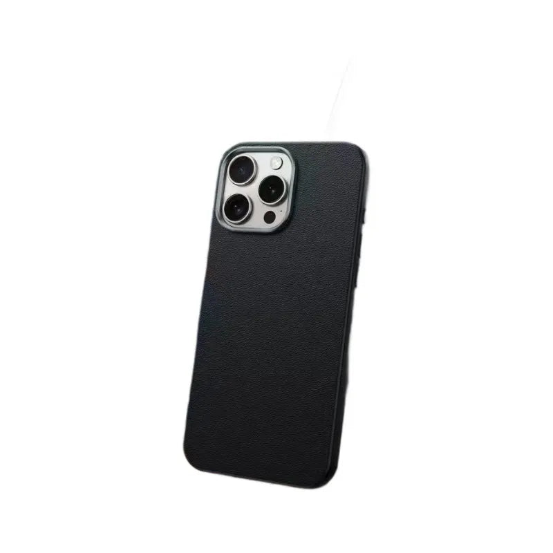 Plain leather pattern TPU phone case in black, grey or orange for Apple iPhone 11 to 16 Pro Max