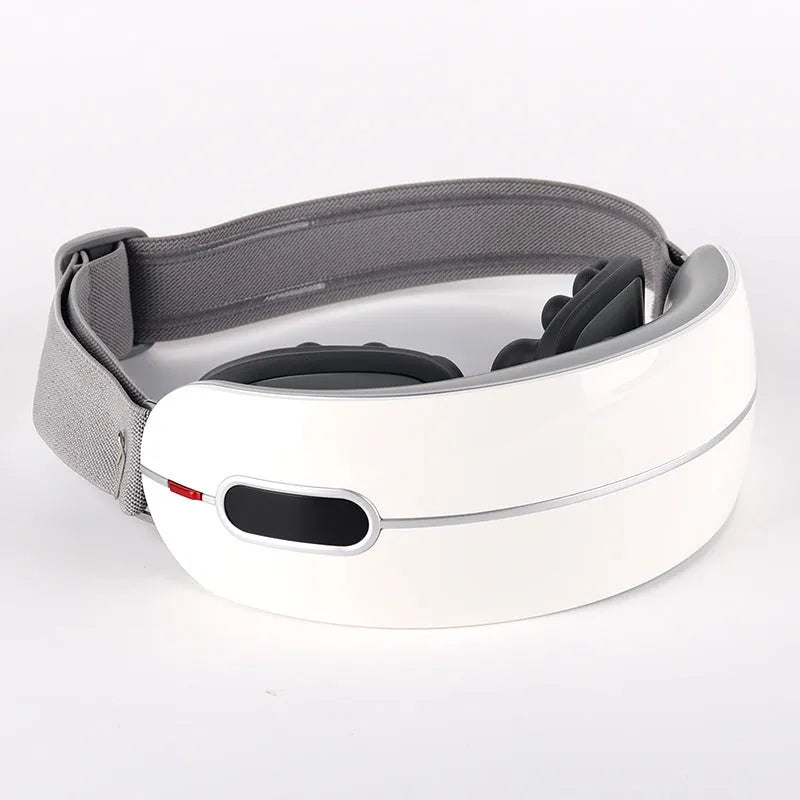 Black kneading eye massager with hot compress and vibration, USB rechargeable, 1200mAh battery
