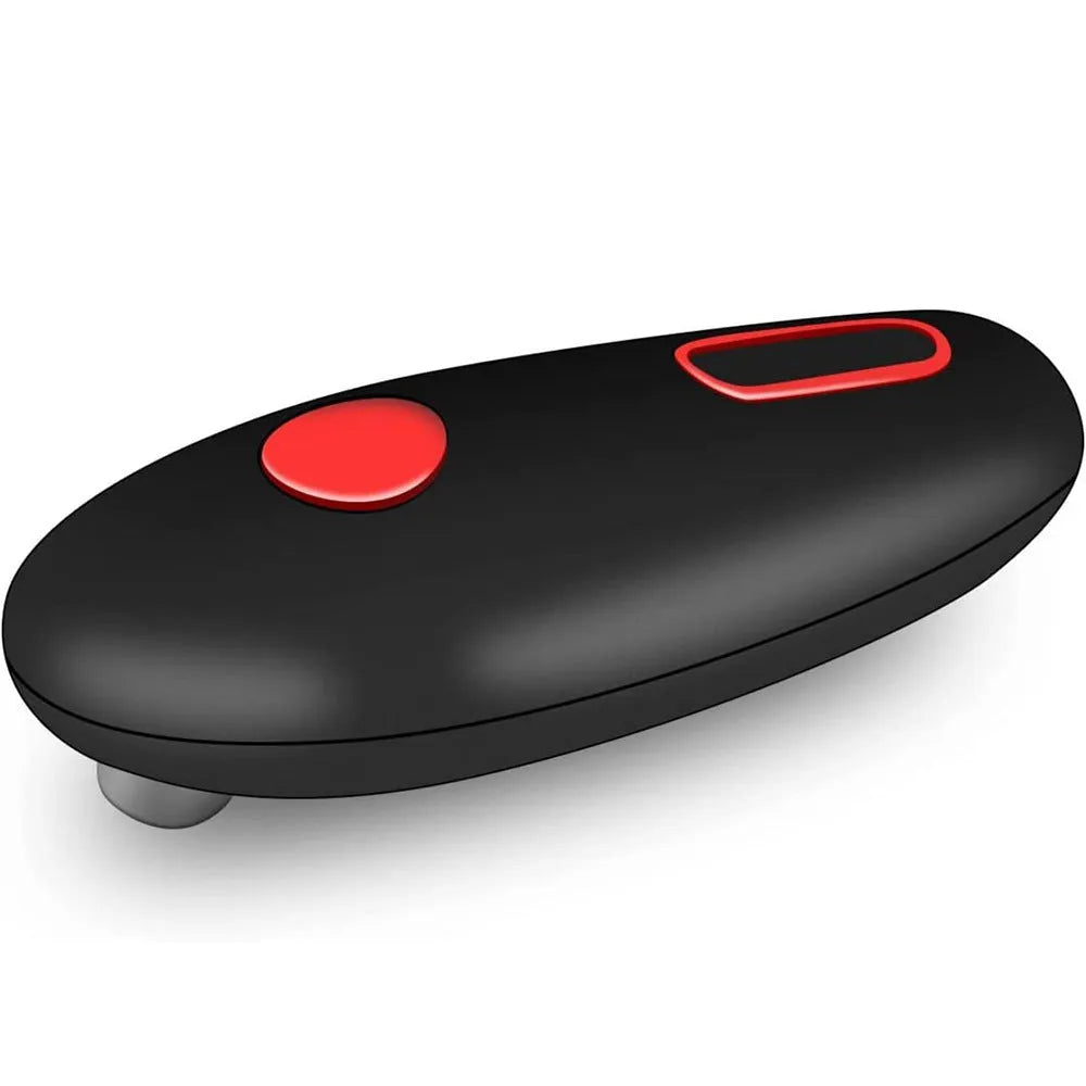 Electric can opener in black plastic on a kitchen counter
