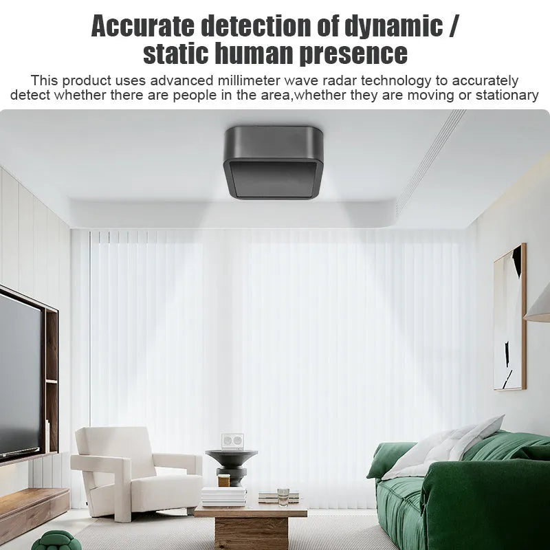 Doodle Smart WiFi Zigbee human body exists sensor in black, 24G millimetre wave radar, 10x10x4cm