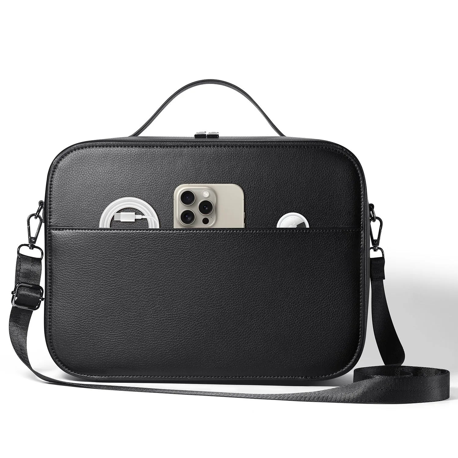 Vision Pro MR glasses storage box in superfiber material showing black and brown colour options