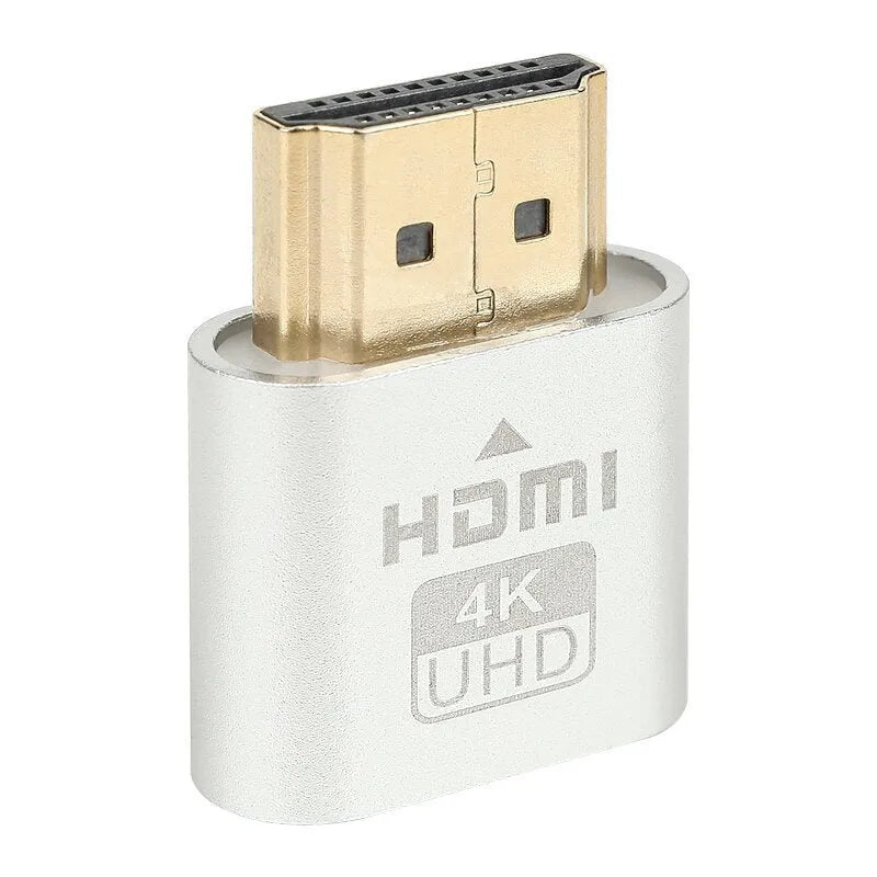 HDMI graphics card virtual display dummy plug adaptor with 26.5mm length in metallic finish