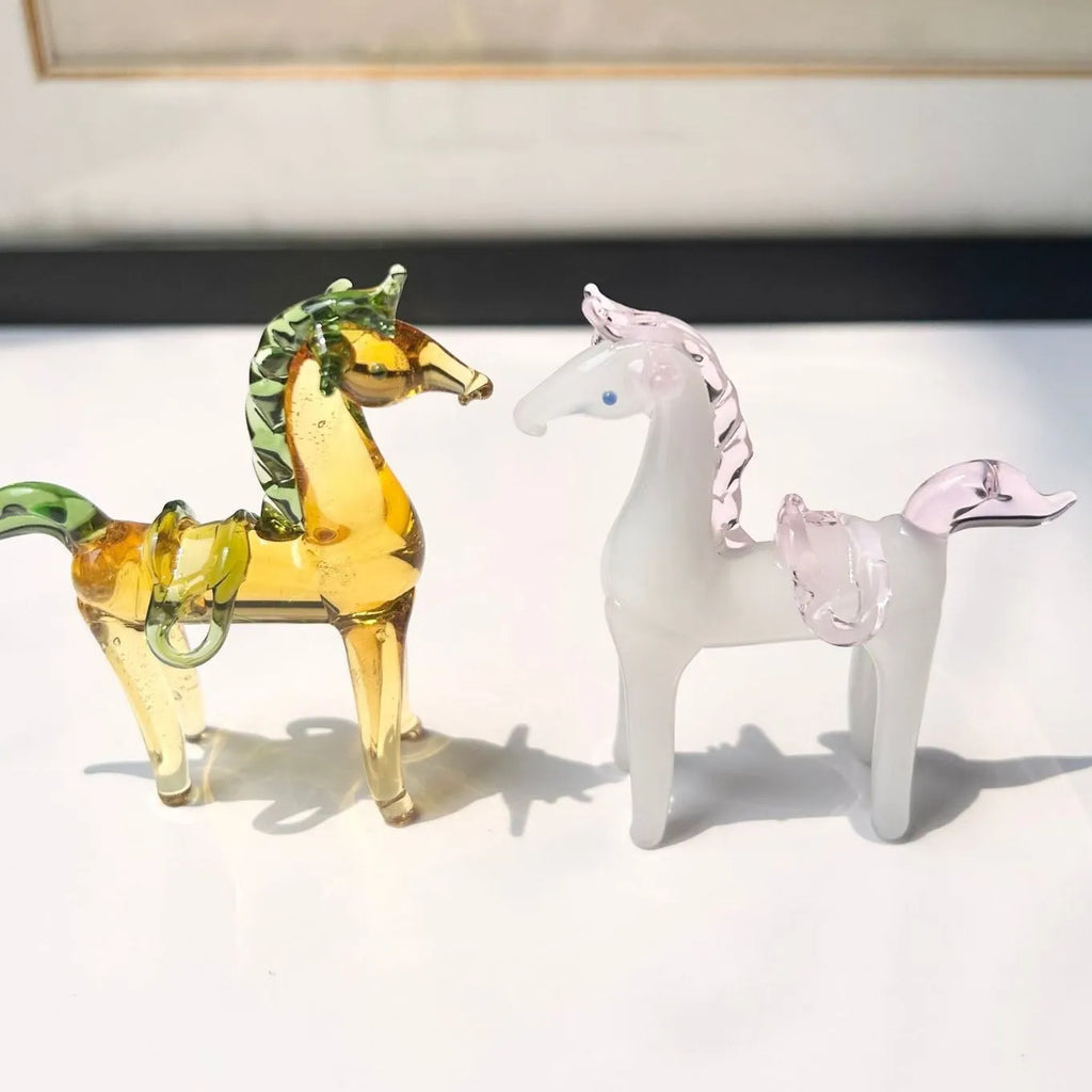Handcrafted glazed horse figurine office decoration in modern minimalist style