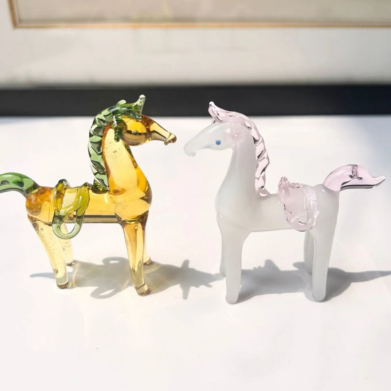 Handcrafted glazed horse figurine office decoration in modern minimalist style
