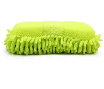 Silver green chenille car wash sponge measuring 14 by 25 centimetres