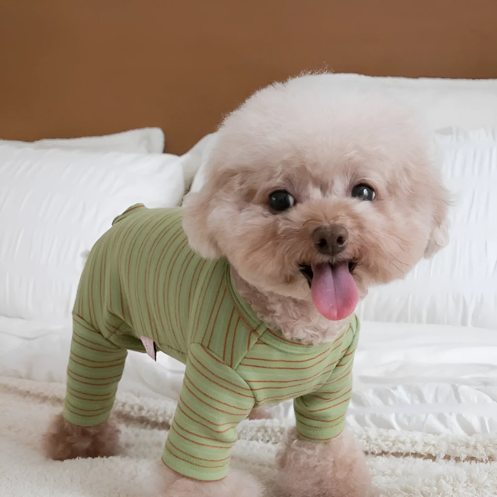 Pet dog four feet home clothing in apricot colour with fashion minimalist stripe design for small to extra large dogs