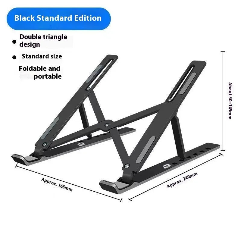 Silver aluminium laptop stand with folding legs for 16-18 inch notebooks