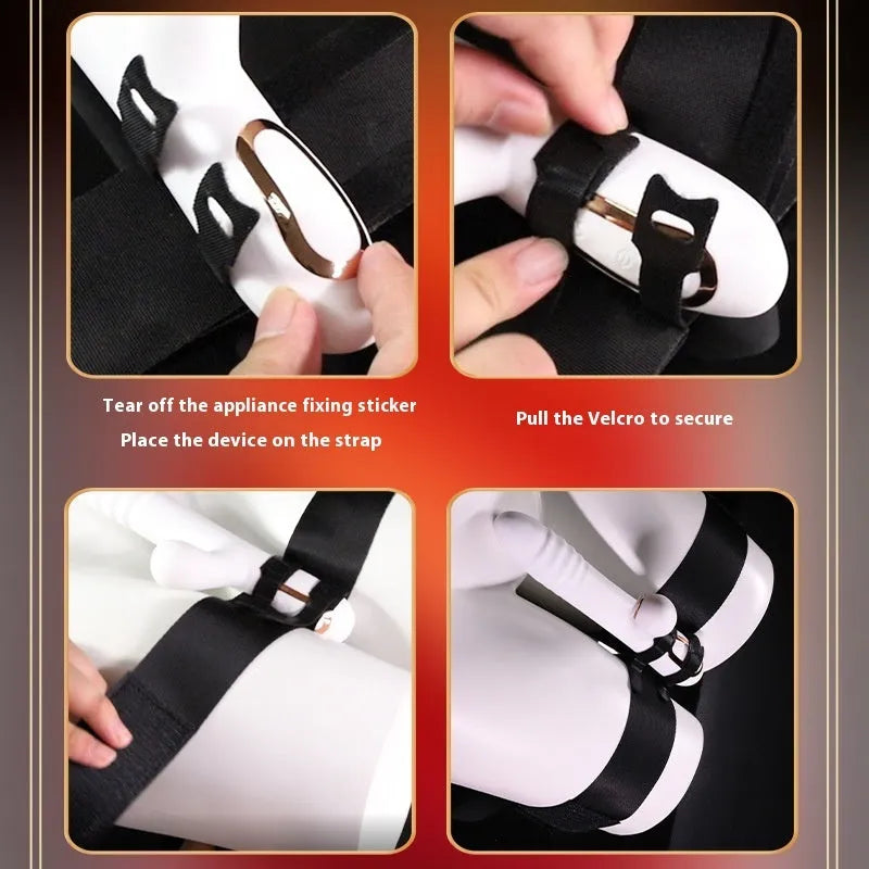 Black knitted adult toy strap for bondage and restraint accessories