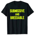 Funny Obedient And Reproducible text printed on a loose fit black cotton t-shirt.