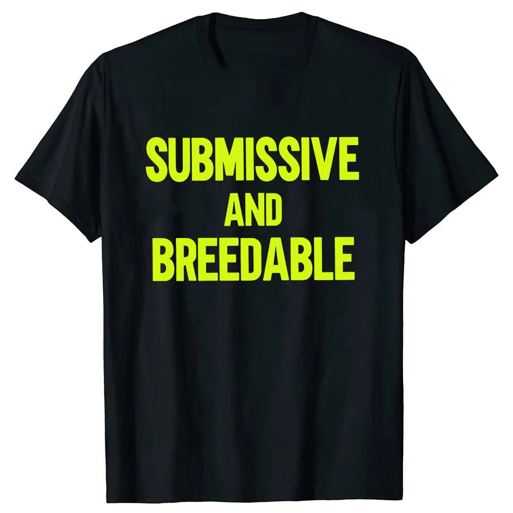 Funny Obedient And Reproducible text printed on a loose fit black cotton t-shirt.