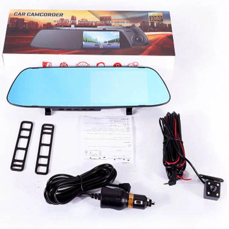 5 inch IPS screen rearview mirror dash cam with dual lens 1080P HD 170 degree wide angle reversing camera