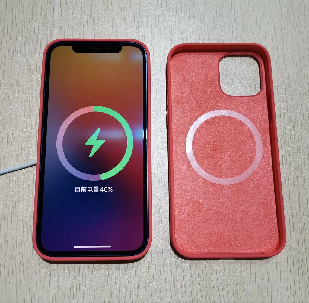 Magnetic silicone phone case for iPhone 12 and 13, pure colour back cover, available in eight colours.
