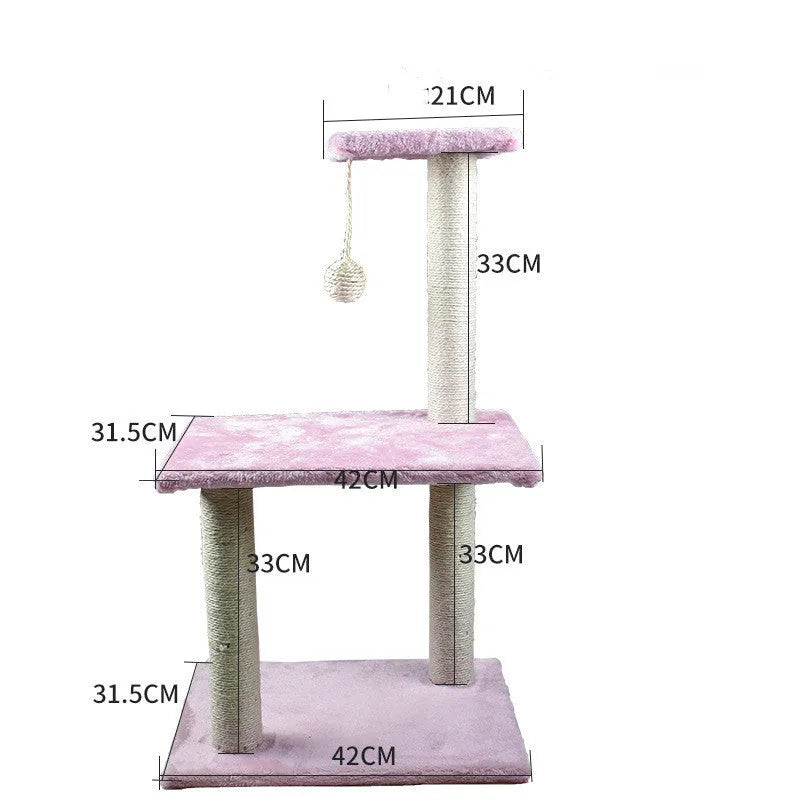 Solid wood cat climbing frame with integrated litter tree in grey colour option