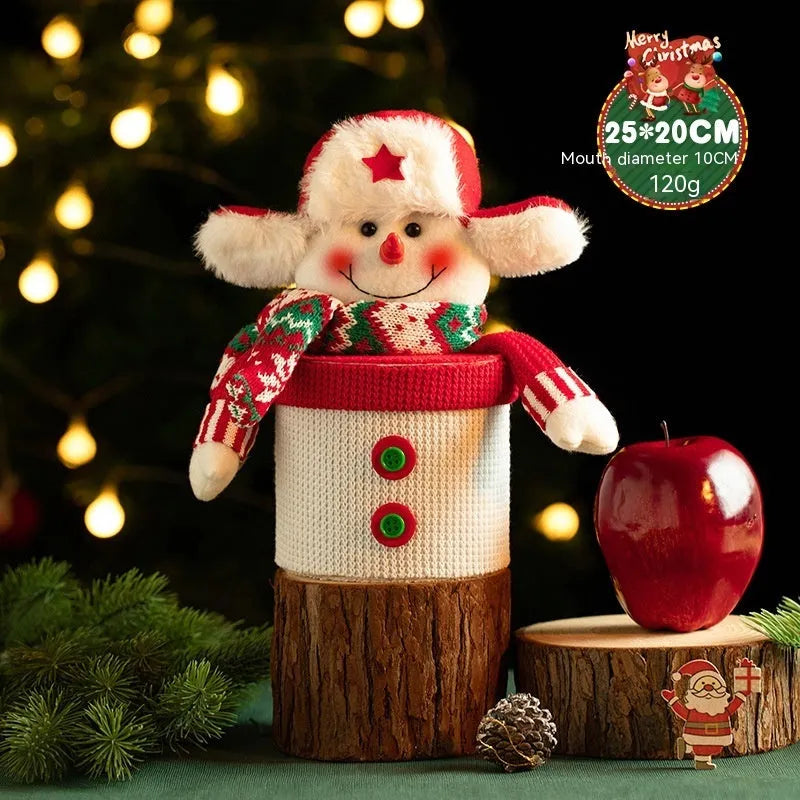 Christmas Eve gift box made from knitted flannel with cartoon-style oversized elk design