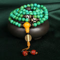 Natural raw ore turquoise bracelet with 108 polished 8mm round beads in national style