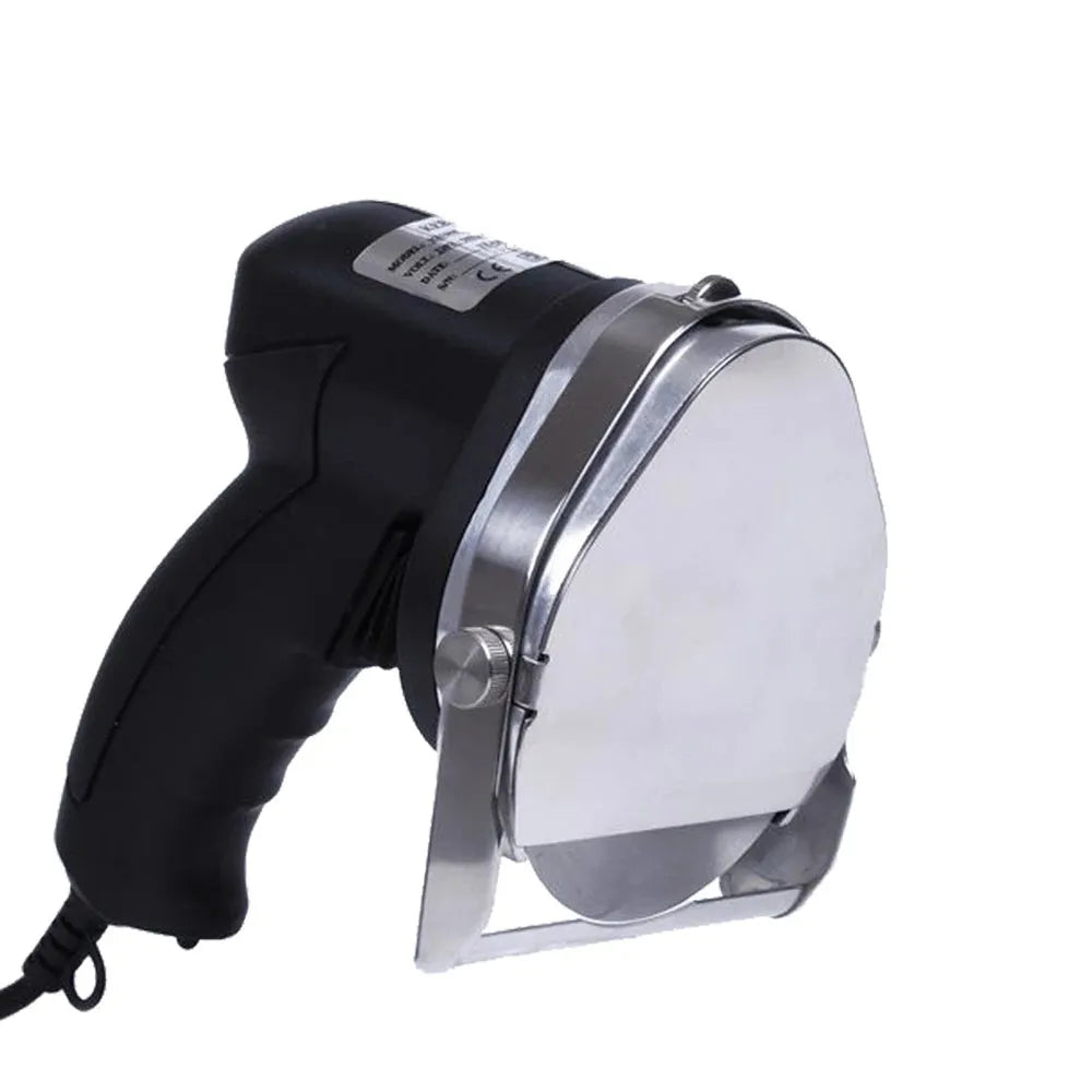 Black KS-100E electric meat cleaver attachment for barbecue machines, showing metal blade and housing.