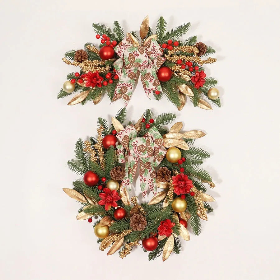 Plastic Christmas garland in American country style with optional lighting in four decorative variations