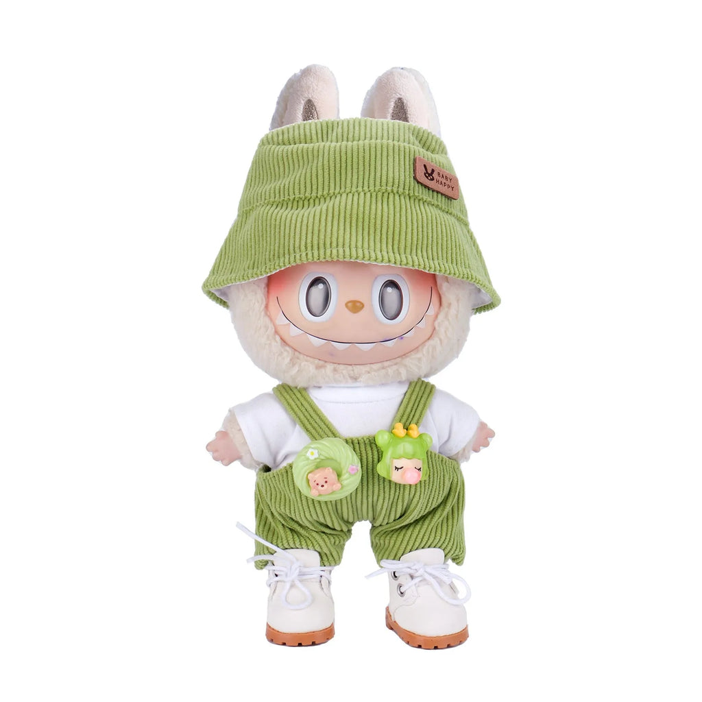 17cm doll clothes set with bucket hat, blouse, pants, and underwear in six colour options including No. 25 to No. 29 and Shoes No. 18