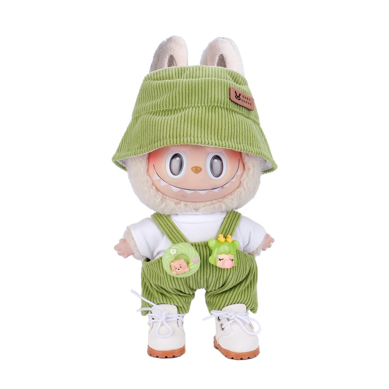 17cm doll clothes set with bucket hat, blouse, pants, and underwear in six colour options including No. 25 to No. 29 and Shoes No. 18