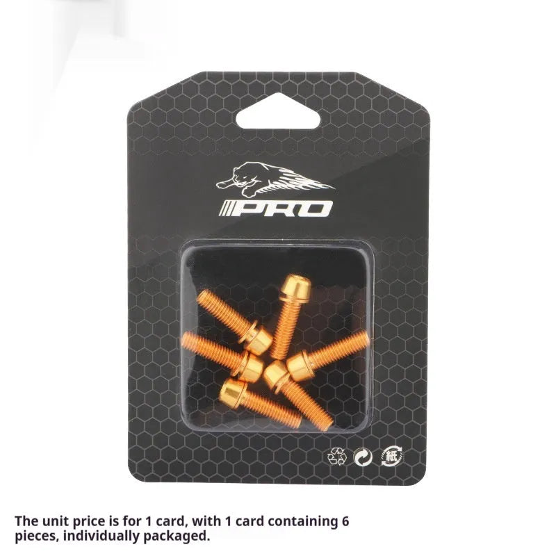 Set of 6 stainless steel mountain bike handlebar riser fixing screws in multiple colours