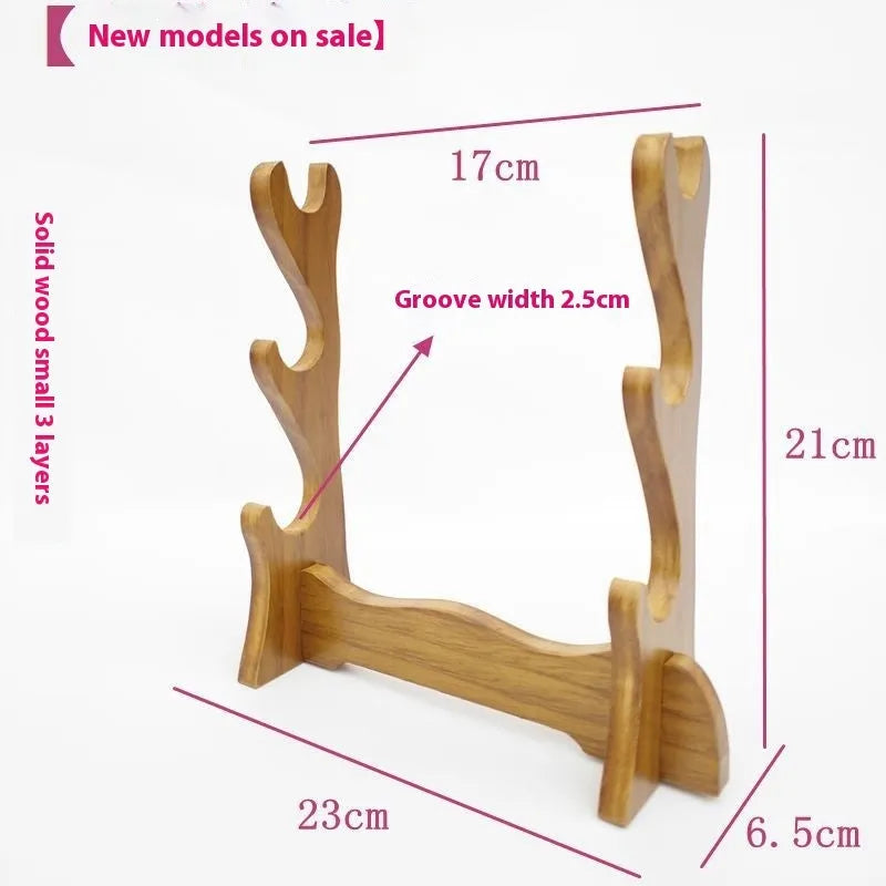 Handmade wooden wall bracket with multiple shelves in a simple Chinese decorative style.