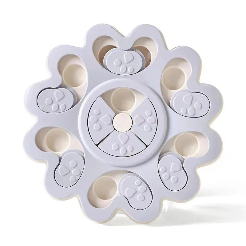 Flower-shaped dog puzzle slow feeder bowl, 25cm PP, non-slip, blue grey pink