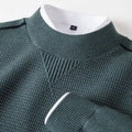 Men's wavy patterned stand collar pullover sweater in polo cotton with lining, available in multiple colours and sizes