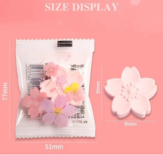 Cherry blossom design soft rubber eraser that leaves no marks and produces little debris.