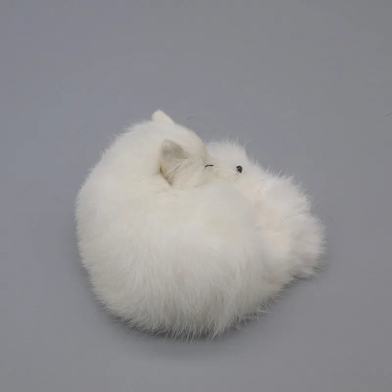 Artificial white fox fur car decoration ornament measuring 15cm for dashboard display