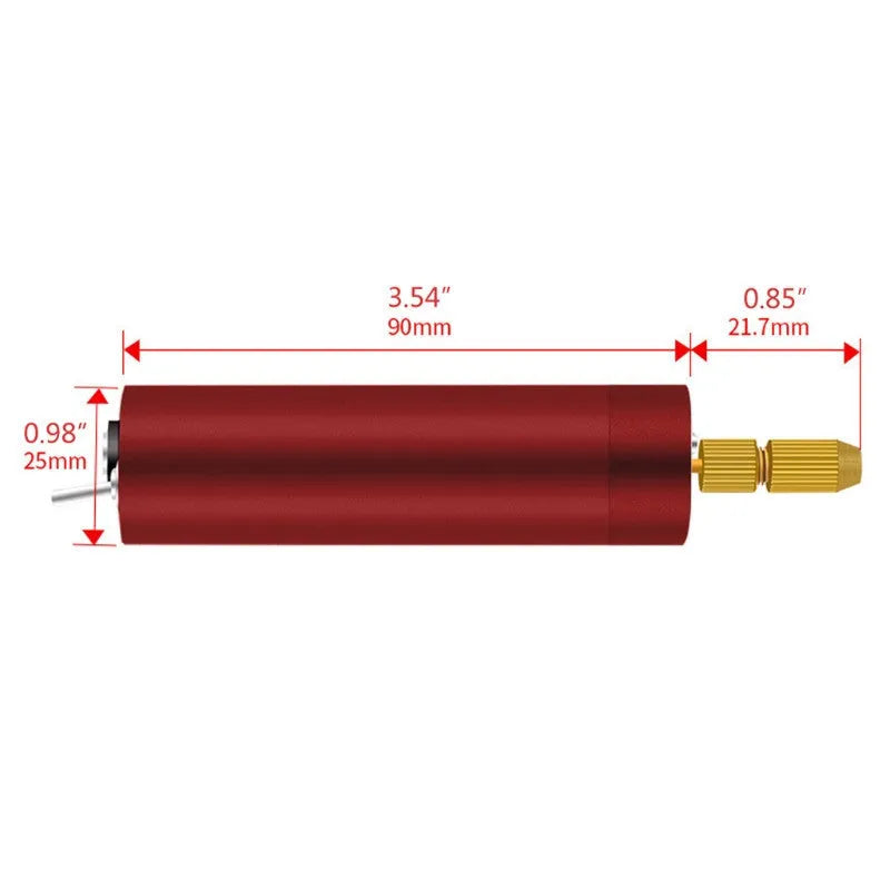 Aluminium alloy USB mini electric grinder drill set with three drill bits and data cable for crafting.
