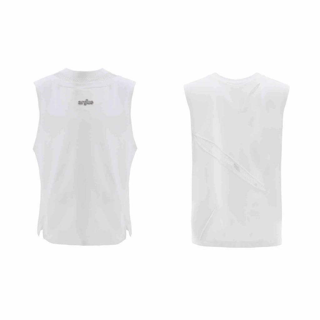 Slim fit sleeveless vest with metal decoration in black, 55% cotton polyester spandex blend, washed finish, L M XL sizes